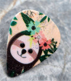 Sloth and Flowers Guitar Pick Pin or Tie Tack