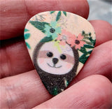 Sloth and Flowers Guitar Pick Pin or Tie Tack