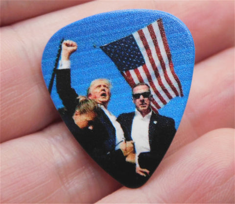 Trump During Assassination Attempt Guitar Pick Lapel Pin or Tie Tack