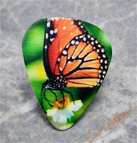 Monarch Butterfly Picture Guitar Pick Pin or Tie Tack