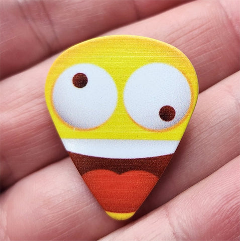 Emoji Crazy Face Guitar Pick Pin or Tie Tack