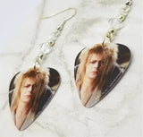 Labyrinth Jareth David Bowie Guitar Pick Earrings with Clear Swarovski Crystals