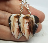 Labyrinth Jareth David Bowie Guitar Pick Earrings with Clear Swarovski Crystals