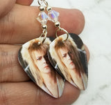 Labyrinth Jareth David Bowie Guitar Pick Earrings with Clear Swarovski Crystals