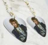 Labyrinth Jareth David Bowie Guitar Pick Earrings with Clear Swarovski Crystals