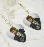 Labyrinth Jareth David Bowie Guitar Pick Earrings with Clear Swarovski Crystals