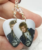 Labyrinth Jareth David Bowie Guitar Pick Earrings with Clear Swarovski Crystals