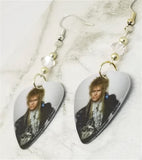 Labyrinth Jareth David Bowie Guitar Pick Earrings with Clear Swarovski Crystals