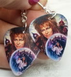 Labyrinth Jareth David Bowie with Sarah in a Crystal Ball Guitar Pick Earrings