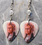Labyrinth Jareth David Bowie Guitar Pick Earrings with Clear ABx2 Swarovski Crystals