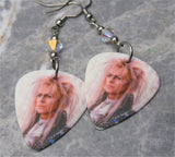 Labyrinth Jareth David Bowie Guitar Pick Earrings with Clear ABx2 Swarovski Crystals