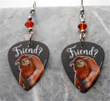 Labyrinth Ludo Friend Guitar Pick Earrings with Indian Red Swarovski Crystals