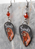 Labyrinth Ludo Friend Guitar Pick Earrings with Indian Red Swarovski Crystals