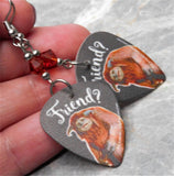 Labyrinth Ludo Friend Guitar Pick Earrings with Indian Red Swarovski Crystals