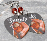 Labyrinth Ludo Friend Guitar Pick Earrings with Indian Red Swarovski Crystals