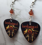 Lamb of God Wrath Trophy Guitar Pick Earrings with Indian Red Swarovski Crystals