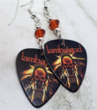 Lamb of God Wrath Trophy Guitar Pick Earrings with Indian Red Swarovski Crystals