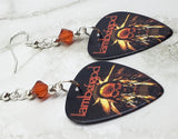 Lamb of God Wrath Trophy Guitar Pick Earrings with Indian Red Swarovski Crystals