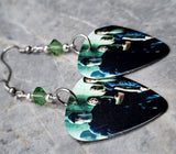 Lamb of God Group Picture Guitar Pick Earrings with Green Swarovski Crystals