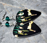 Lamb of God Group Picture Guitar Pick Earrings with Green Swarovski Crystals