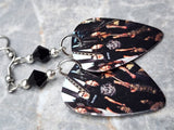 Lamb of God Group Picture Guitar Pick Earrings with Black Swarovski Crystals