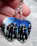 Lamb of God Group Picture Guitar Pick Earrings with Clear Swarovski Crystals
