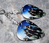 Lamb of God Group Picture Guitar Pick Earrings with Clear Swarovski Crystals