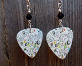 Led Zeppelin III Guitar Pick Earrings with Black Swarovski Crystals
