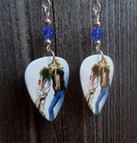 Led Zeppelin On Stage Guitar Pick Earrings with Blue Swarovski Crystals