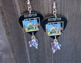 Led Zeppelin The Song Remains the Same Soundtrack Guitar Pick Earrings with Blue Swarovski Crystal Dangles