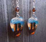 Led Zeppelin DVD Guitar Pick Earrings with Brown Swarovski Crystals
