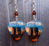 Led Zeppelin DVD Guitar Pick Earrings with Brown Swarovski Crystals
