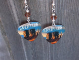Led Zeppelin DVD Guitar Pick Earrings with Brown Swarovski Crystals
