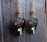 Led Zeppelin Stairway to Heaven Guitar Pick Earrings with Tan Pave Beads