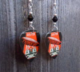 Led Zeppelin Mothership Guitar Pick Earrings with Black Swarovski Crystals