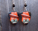 Led Zeppelin Mothership Guitar Pick Earrings with Black Swarovski Crystals