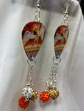 Led Zeppelin Icarus Guitar Pick Earrings with Pave Bead Dangles