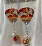 Led Zeppelin Icarus Guitar Pick Earrings with Pave Bead Dangles
