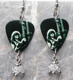 Led Zeppelin Jimmy Page On Stage Guitar Pick Earrings with Clear Swarovski Crystal Dangles