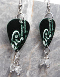 Led Zeppelin Jimmy Page On Stage Guitar Pick Earrings with Clear Swarovski Crystal Dangles