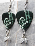 Led Zeppelin Jimmy Page On Stage Guitar Pick Earrings with Clear Swarovski Crystal Dangles
