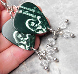 Led Zeppelin Jimmy Page On Stage Guitar Pick Earrings with Clear Swarovski Crystal Dangles