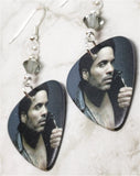 Lenny Kravitz Guitar Pick Earrings with Gray Swarovski Crystals