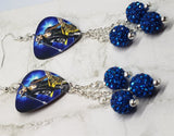 Lenny Kravitz Guitar Pick Earrings with Capri Blue Pave Bead Dangles