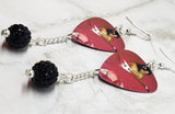 Lenny Kravitz Baptism Guitar Pick Earrings with Black Pave Bead Dangles