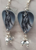 Lenny Kravitz Mama Said Guitar Pick Earrings with Metallic Silver Swarovski Crystal Dangles