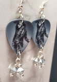 Lenny Kravitz Mama Said Guitar Pick Earrings with Metallic Silver Swarovski Crystal Dangles