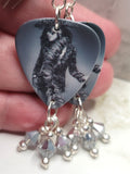 Lenny Kravitz Mama Said Guitar Pick Earrings with Metallic Silver Swarovski Crystal Dangles