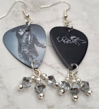 Lenny Kravitz Mama Said Guitar Pick Earrings with Metallic Silver Swarovski Crystal Dangles