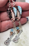 Lenny Kravitz Guitar Pick Earrings with Metal Guitar Charm and Swarovski Crystal Dangles